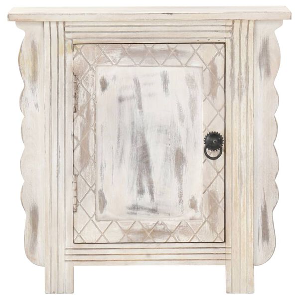 vidaXL Bedside Cabinet White 50x30x50 cm Solid Mango Wood