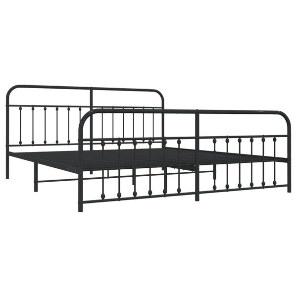 vidaXL Metal Bed Frame without Mattress with Footboard Black 200x200cm