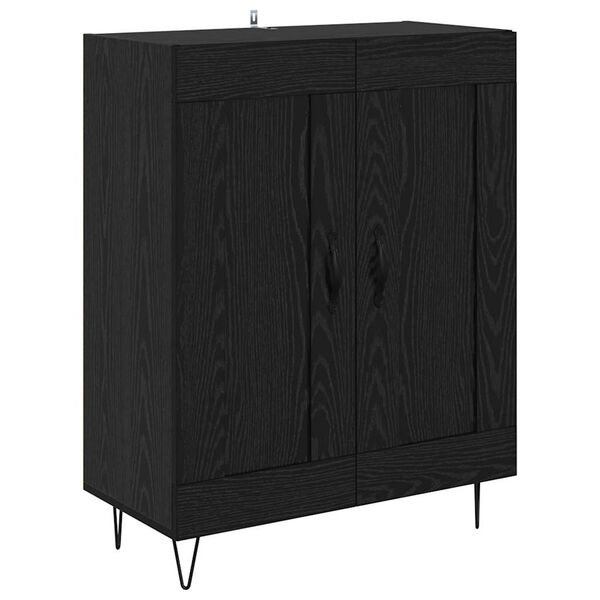 vidaXL Sideboard Black Oak 69.5 x 34 x 90 cm Engineered Wood and Iron