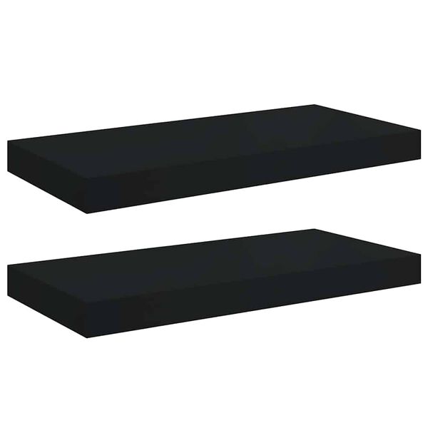 vidaXL Floating Wall Shelves 2 pcs Black 50x23x3.8 cm MDF