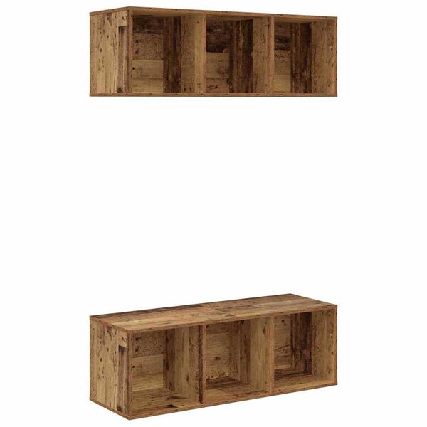 vidaXL TV Cabinet Set 2 pcs Old Wood 37 x 37 x 107 cm Engineered Wood