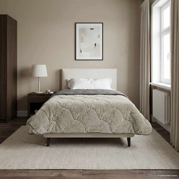 vidaXL Winter Duvet Quilted Light grey 135 x 200 cm