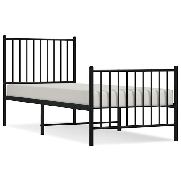 vidaXL Metal Bed Frame without Mattress with Footboard Black 80x200cm