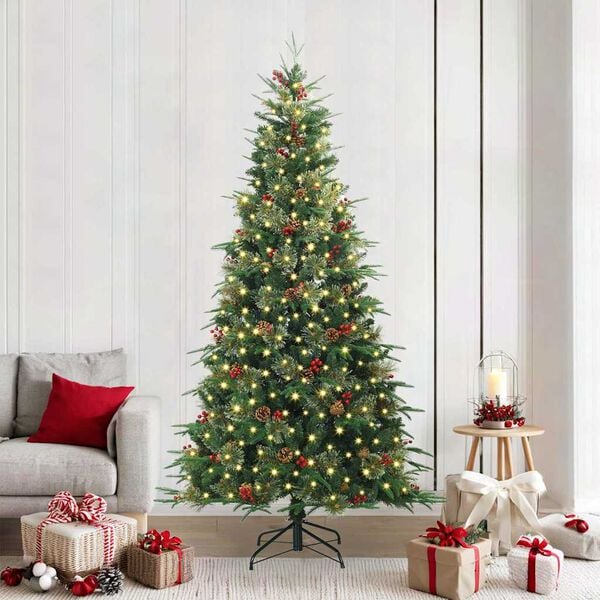 vidaXL Artificial Hinged Christmas Tree Green 240 cm PE and PVC