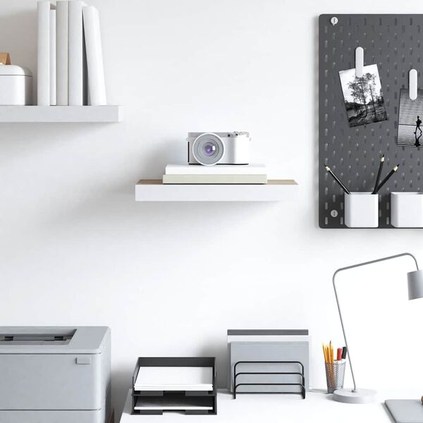 vidaXL Floating Wall Shelf Oak and White 50x23x3.8 cm MDF