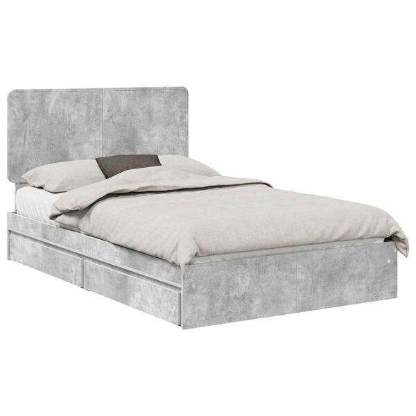 vidaXL Storage Bed Concrete Grey 135 x 190 cm Engineered Wood
