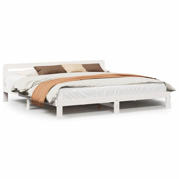 vidaXL Bed Frame without Mattress White 200x200 cm Solid Wood Pine