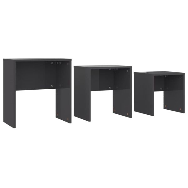 vidaXL Nesting Coffee Tables 3 pcs High Gloss Grey Engineered Wood