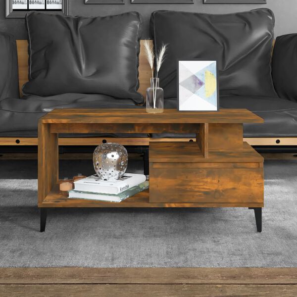 vidaXL Coffee Table Smoked Oak 90x49x45 cm Engineered Wood