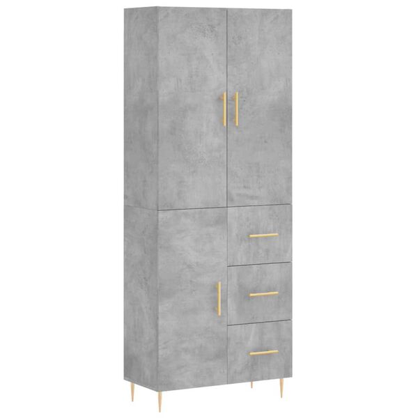 vidaXL Highboard Concrete Grey 69.5x34x180 cm Engineered Wood