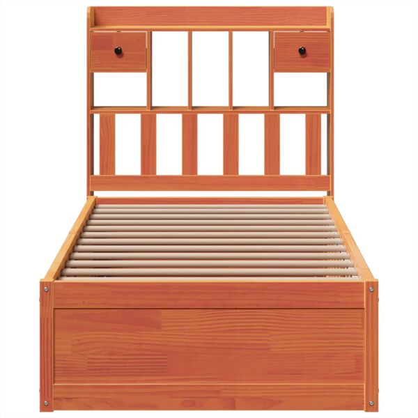 vidaXL Bed Frame without Mattress Wax Brown 100x200 cm Solid Wood Pine