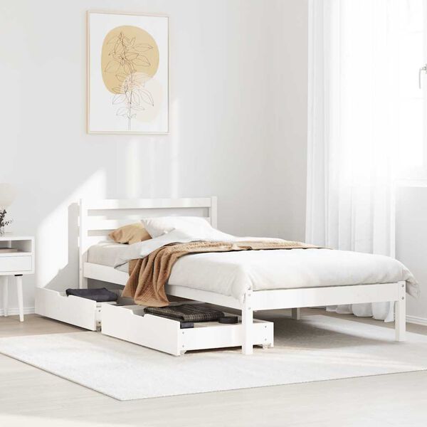vidaXL Bed Frame without Mattress White 90x190 cm Single Solid Wood Pine