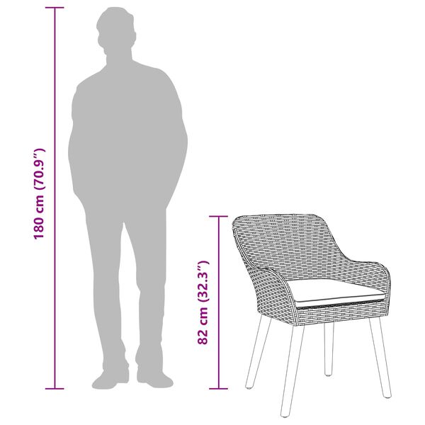 vidaXL Garden Dining Set with Cushion 7 pcs Beige Poly Rattan