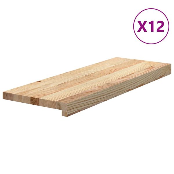 vidaXL Stair Treads 12 pcs Untreated 70x30x2 cm Solid Wood Oak