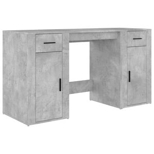 vidaXL Desk with Cabinet Concrete Grey Engineered Wood