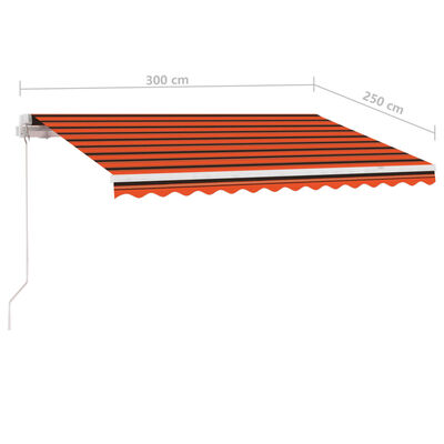 vidaXL Freestanding Manual Retractable Awning 300x250 cm Orange/Brown