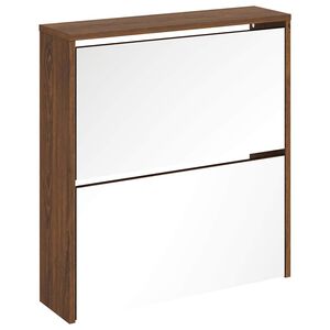 vidaXL Shoe Cabinet with Mirror 2-Layer Brown Oak 63x17x67 cm