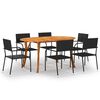 vidaXL 7 Piece Garden Dining Set Black