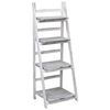 vidaXL Plant Stand | White frame with grey shelves | Paulownia wood | Medium