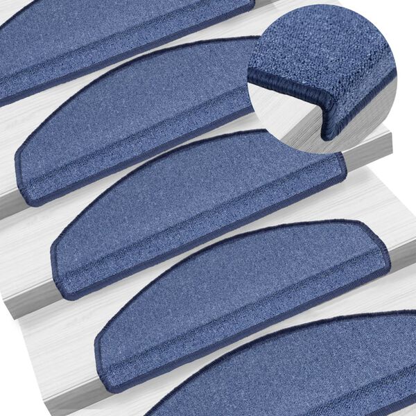 vidaXL Stair Mats 10 pcs 65x24x4 cm Blue Half Round Large
