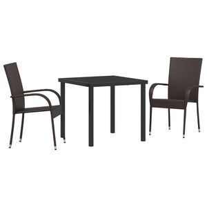vidaXL Garden Dining Set 3 pcs Brown Powder-Coated Steel