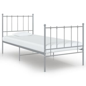 vidaXL Bed Frame without Mattress Grey Metal 100x200 cm