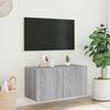 vidaXL TV Wall Cabinet with LED Lights Grey Sonoma 80x35x41 cm