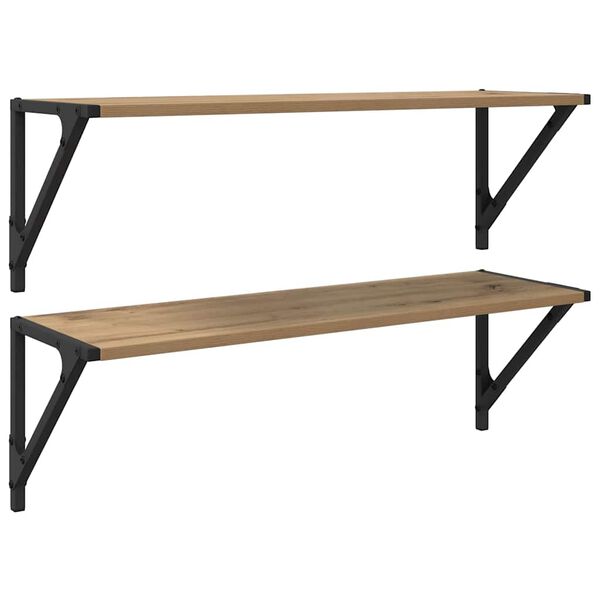 vidaXL Wall Shelves with Shelf 2 pcs Artisan Oak 80 x 25 x 25.5 cm