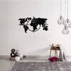 Homemania Wall Decoration World Map 100x56 cm Metal Black