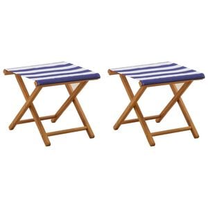 vidaXL Deck Chair 2 pcs Solid Eucalyptus Wood Blue and White