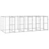 vidaXL Dog Kennel | Silver | Galvanised Steel | 12.1 m&sup2; | Durable | Dog Kennel