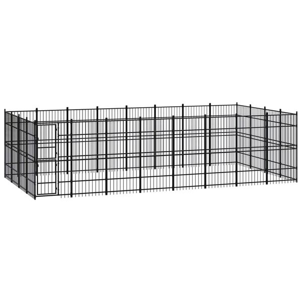 vidaXL Outdoor Dog Kennel Steel 29.49 m²