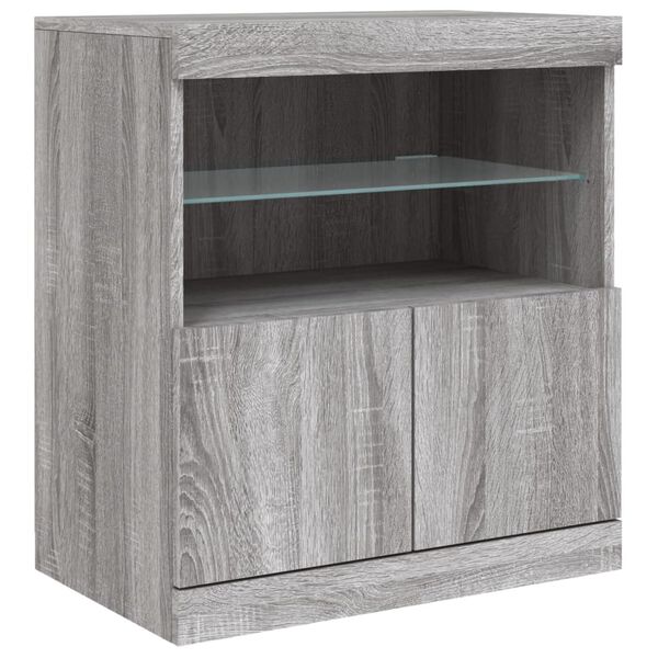 vidaXL Sideboard with LED Lights Grey Sonoma 60x37x67 cm