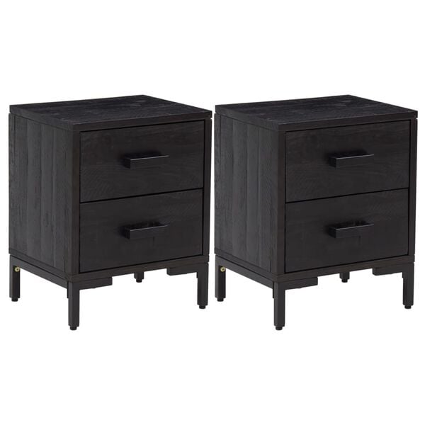 vidaXL Bedside Cabinets 2 pcs Black 36x30x45 cm Solid Wood Pine