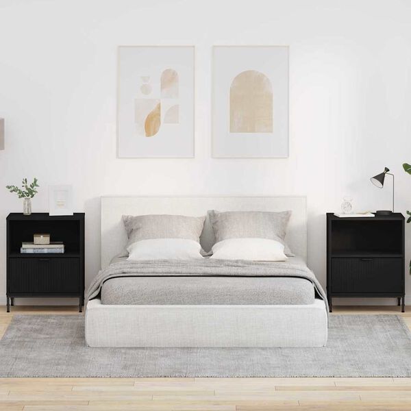 vidaXL Bedside Tables 2 pcs Black 49 x 36 x 61 cm Engineered wood