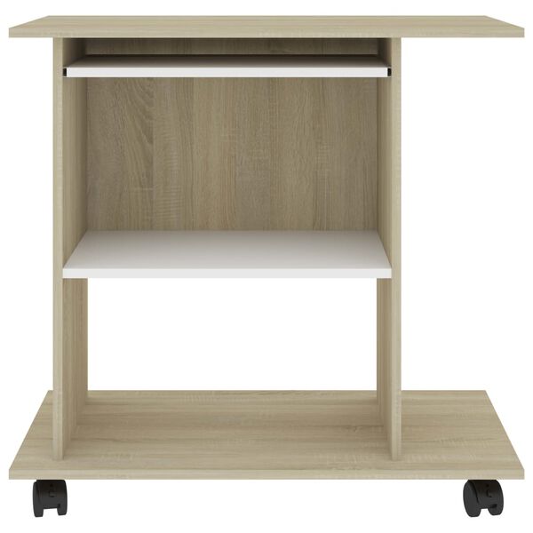 vidaXL Computer Desk White and Sonoma Oak 80x50x75 cm Engineered Wood