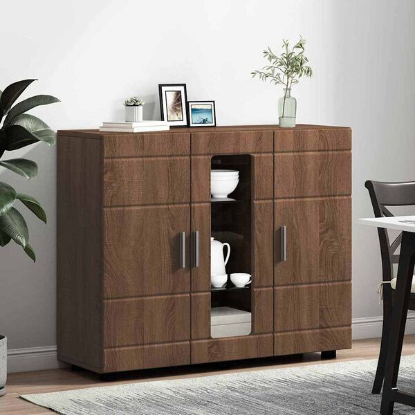 vidaXL Wooden Cabinet Brown Oak 88.5 x 30.5 x 73 cm Engineered Wood
