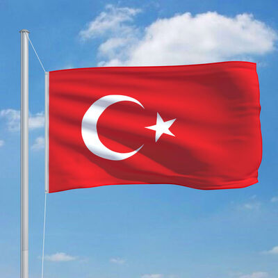vidaXL Turkey Flag and Pole Aluminium 6.2 m