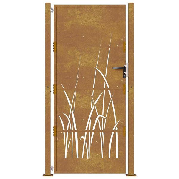 vidaXL Garden Gate 100x175 cm Corten Steel Grass Design