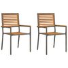 vidaXL Garden Stacking Chairs 2 pcs Brown and Grey