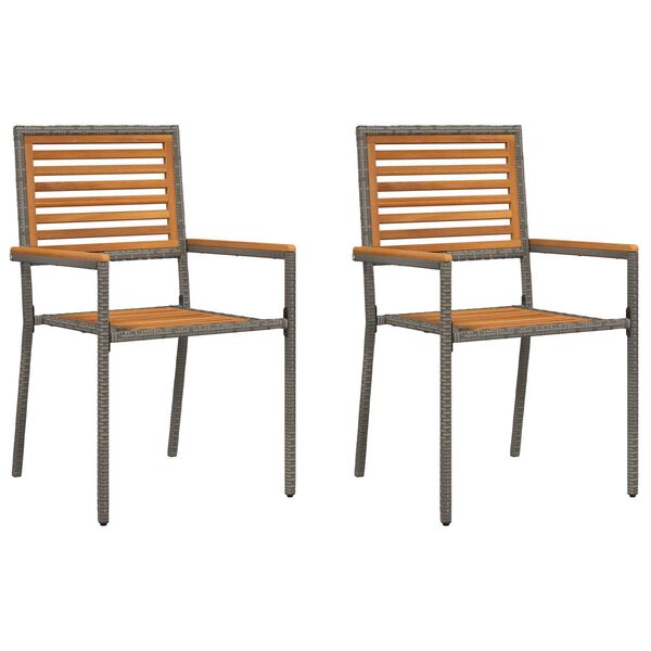 vidaXL Garden Stacking Chairs 2 pcs Brown and Grey