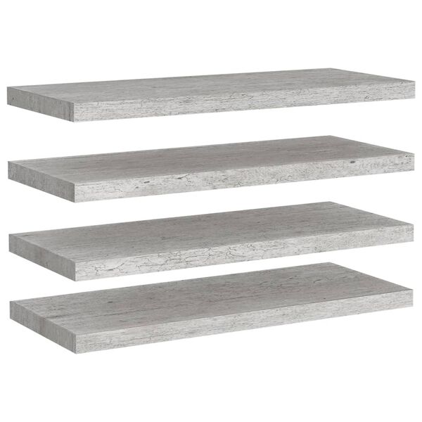 vidaXL Floating Wall Shelves 4 pcs Concrete Grey 80x23.5x3.8 cm MDF