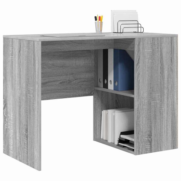 vidaXL Desk with Shelf Grey Sonoma 102 x 50 x 75 cm Engineered Wood