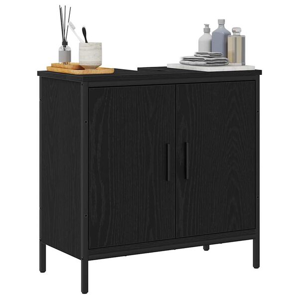 vidaXL Bathroom Sink Cabinet Black Oak 60 x 30 x 60 cm Engineered Wood