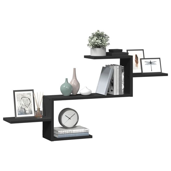 vidaXL Wall Shelf Black 104x15x49 cm Engineered Wood