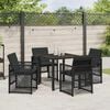 vidaXL Garden Dining Set 5 pcs Black Poly Rattan