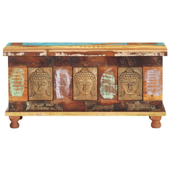 vidaXL Storage Box with Buddha Cladding 90x35x45 cm Reclaimed Wood
