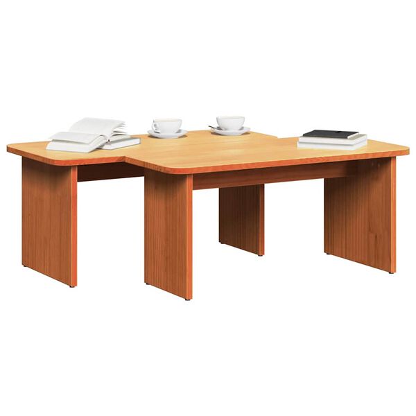vidaXL Coffee Table 2 pcs Wax Brown Solid pine wood