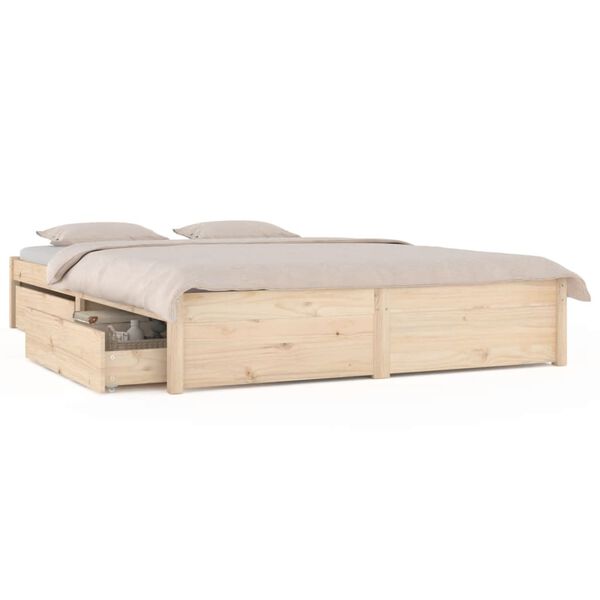 vidaXL Bed Frame without Mattress with Drawers Double
