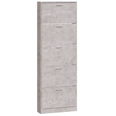 vidaXL Shoe Cabinet Concrete Grey 59x17x169 cm Engineered Wood